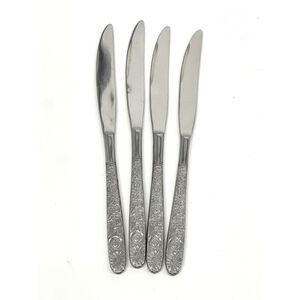 Stanley Roberts SRB180 Dinner Knife 8 1/2” Floral Stainless Taiwan Set Of 4